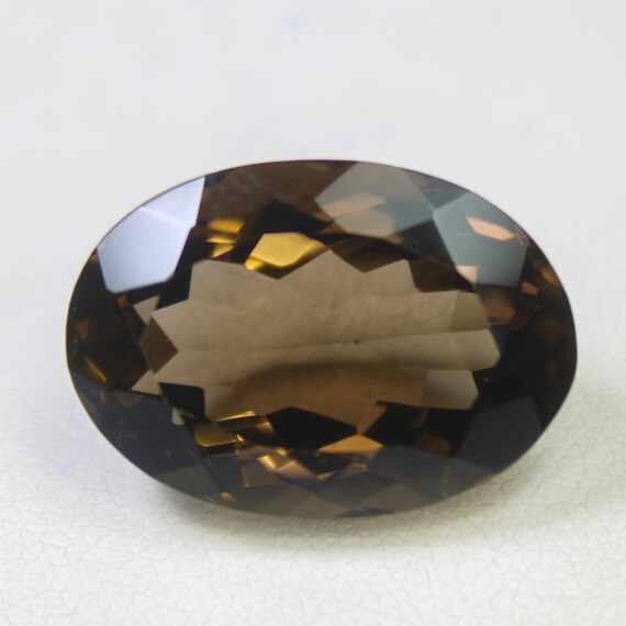 Natural Faceted Smoky Quartz Gemstone Oval Shape - 14.50 Carat ( 19x13x9 MM Size )