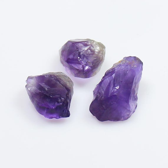 Natural Amethyst Raw 3 Pcs Lot (32.00 CT ) 17MM TO 20MM , Raw Amethyst Quartz Crystal - Rough Amethyst Healing Crystal Gemstone