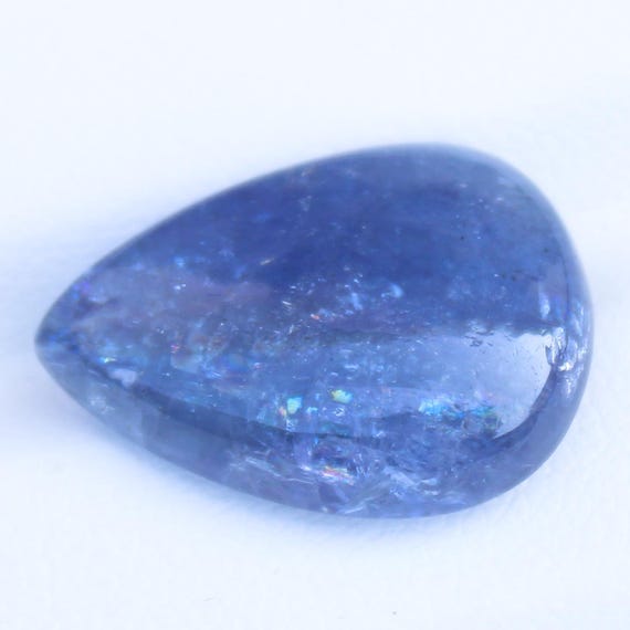 Natural Tanzanite Pear Cabochon: Loose Purplish Blue Gemstone, 11.50 Carat