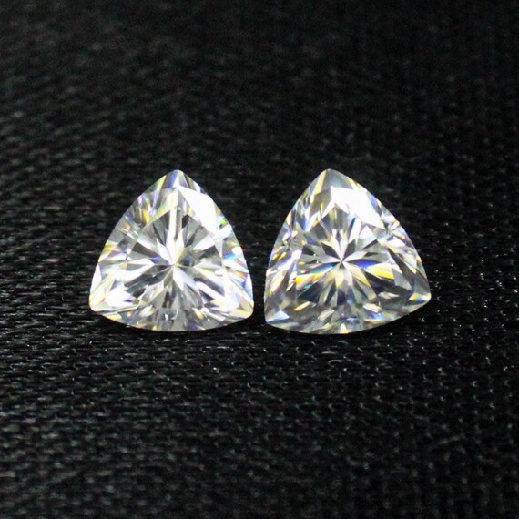 Trillion White Moissanite Diamond Pair: 2.50 Carats, 7x7x4 mm