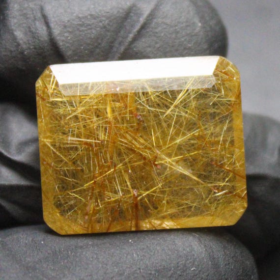 Natural Golden Rutile Faceted Quartz: Octagon Gemstone for Jewelry Making (22.70 Carats, 20x17x7 mm)