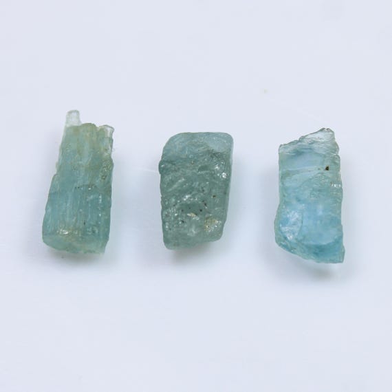 Aquamarine Raw 3 Pcs Lot, Natural Blue Aquamarine Rough Gemstone Raw , 16mm To 19mm , 20.00 Carats Aquamarine Loose Stone