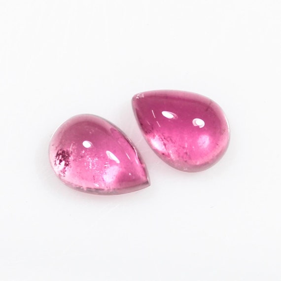 Natural Pink Tourmaline Pear Cabochon Pair: 5.85 CTS Gemstones