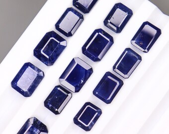 Faceted Emerald Cut Blue Sapphire: Natural Gemstone for Jewelry Making