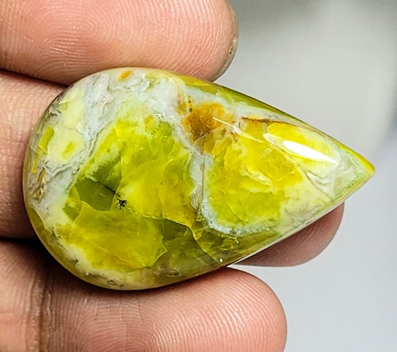 AAA+ Quality Natural Green Opal Cabochon Gemstone 41.45 Ct. Wonderful Designer Green Opal Pear Shape 36x23x8 MM Loose For Making Jewelry