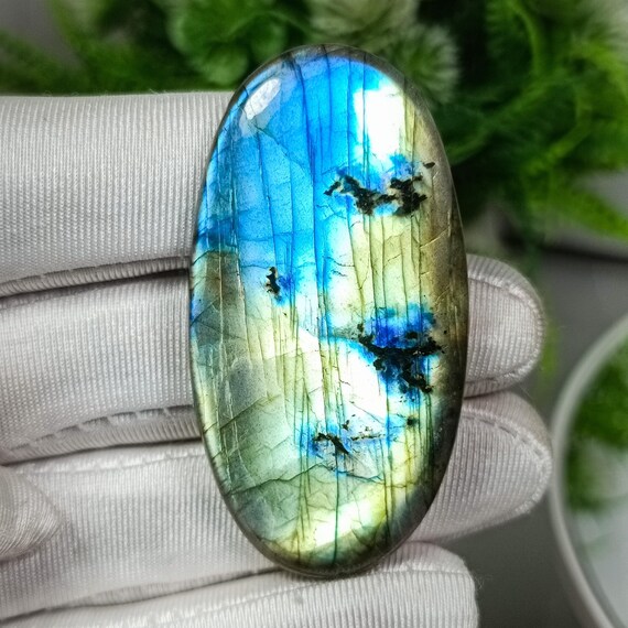 Oval Labradorite Cabochon: Black Rainbow Gemstone for Wire Wrap Jewelry