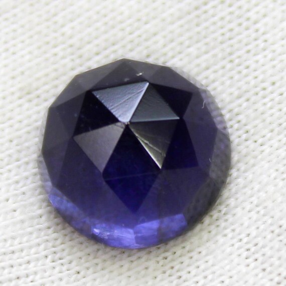 Natural Blue Iolite Faceted Flat Back Gemstone: 2.75 Carat Round, 9x9x5 mm