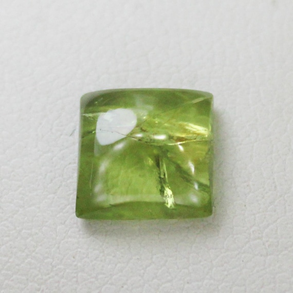 Natural Green Peridot Cabochon: 2.35 Carat Square-Shape Gemstone 8X8X3 mm Size