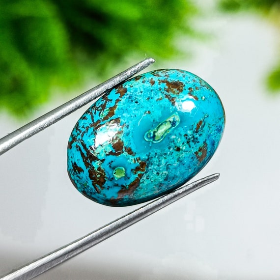 AAA+ Quality Natural Chrysocolla  Cabochon Gemstone 10.85 Ct. Wonderful Designer  Chrysocolla Oval  Shape 19x14x5 MM Loose For Jewelry