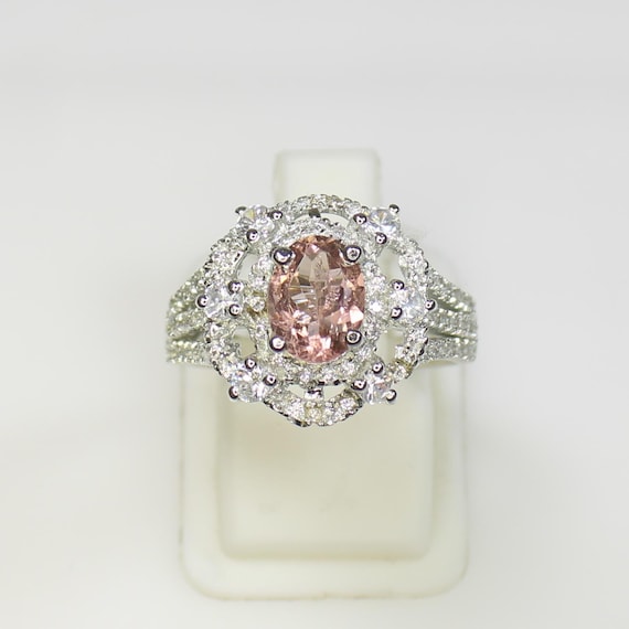 Natural Pink Tourmaline Vintage Ring With .925 Sterling Silver And Cubic Zirconia Around Available With All U.S Sizes