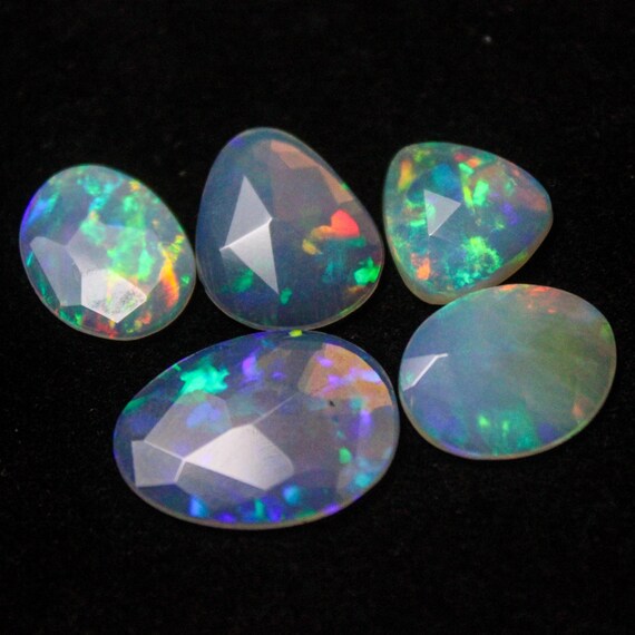 Natural Ethiopian Opal Rose Cut Gemstone Lot: Multi-Fire, 7.80 Cts
