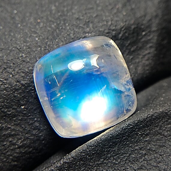 Cushion Cut Rainbow Moonstone Cabochon: 2.20 Carats, 7x7x4 mm