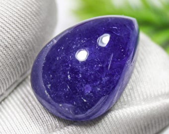 Natural Tanzanite Pear Cabochon: Loose Purplish Blue Gemstone (24.80cts)