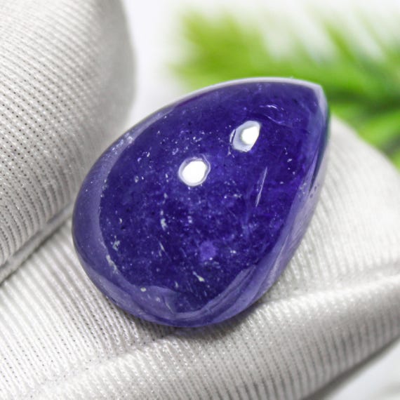 Natural Tanzanite Pear Cabochon: Loose Purplish Blue Gemstone (24.80cts)