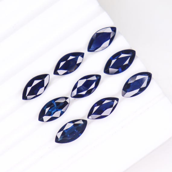 Faceted Marquise Blue Sapphire: Natural Gemstone for Jewelry Making