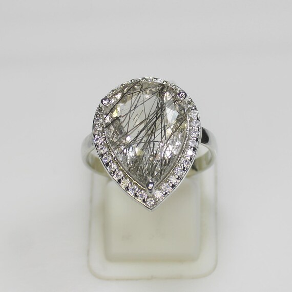 Natural Black Rutile Quartz Ring, Amazing .925 Sterling Silver Ring , Beautiful Ring ,Silver Ring, rutile Ring, All U.S Ring Sizes Available