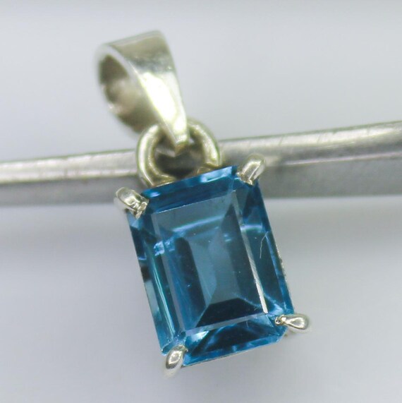 Natural London Blue Topaz Sterling Silver Pendant Necklace - December Birthstone