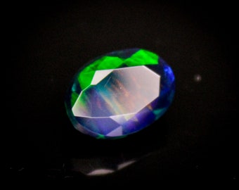 2.70 Cts Genuine Natural Black Opal Multi Fire Oval Shape Faceted Gemstone 11x8x6 MM