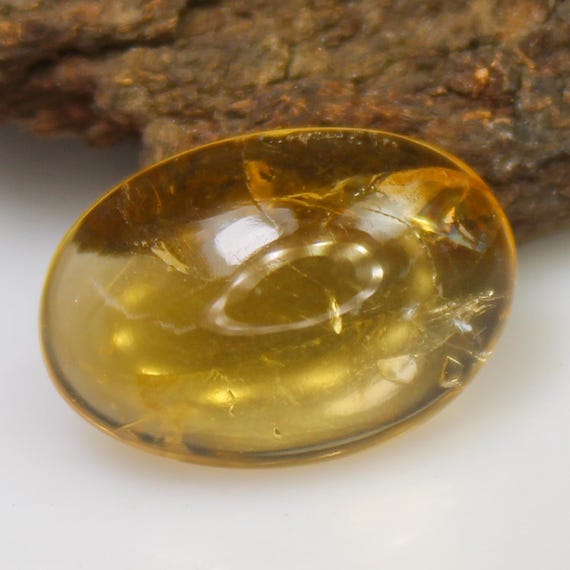 Natural Yellow Citrine Cabochon: Oval Shape Gemstone, (16x11x5 mm) 6.65 Carats