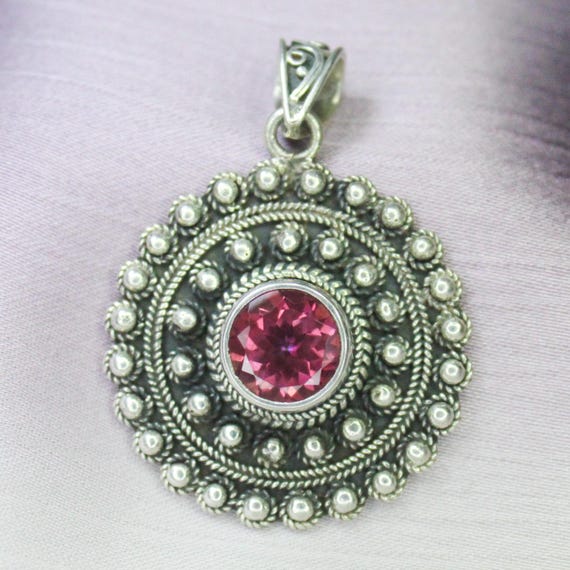 Natural Pink Topaz Sterling Silver Pendant Necklace - December Birthstone