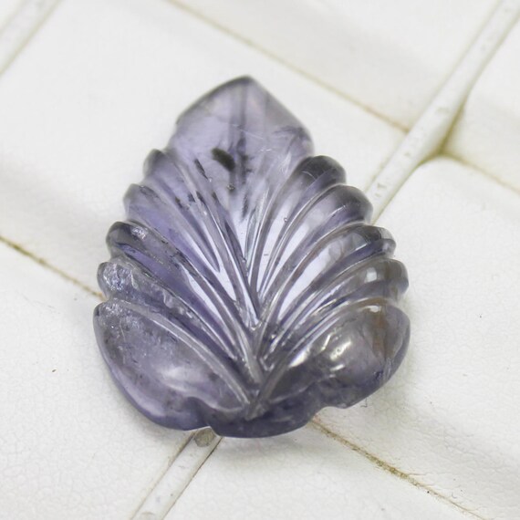 Natural Blue Iolite Carving Gemstone: 11.40 Carat Fancy, 22x17x4 mm