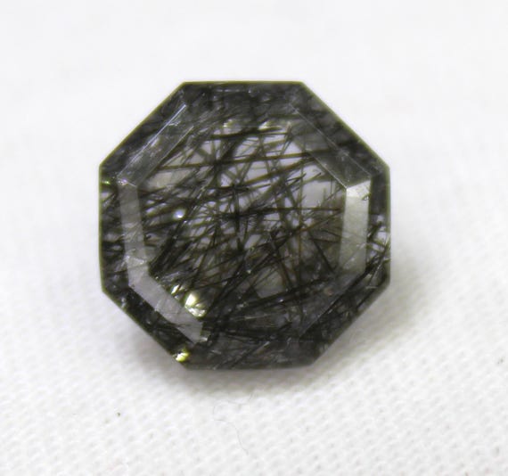 Black Rutile Quartz Faceted Square: 3.65 Carat Gemstone (10x10x6 mm