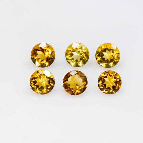 Natural Citrine Faceted Round Gemstone Lot: 5mm, 2.70 CTS, 6 Pcs