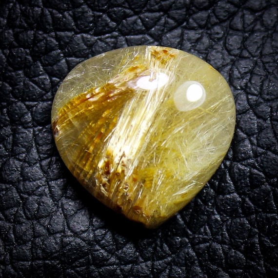 Heart Golden Rutile Quartz Cabochon: AAA+ Gemstone (15x15x5 MM)