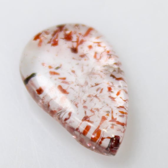 Natural Red Super Seven Cabochon Gemstone: Pear Jewelry Making Stone, 3.30 Carats