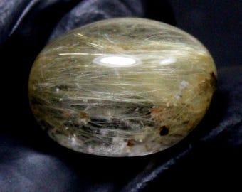 Golden Rutile Quartz Cabochon: Oval Gemstone for Jewelry Making (17.22 Carats, 18.5x13.5x8.5 mm)