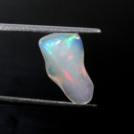 Natural Ethiopian Fire Opal Tumble, Multi Fire Color Loose Gemstone (14x7x5 MM)