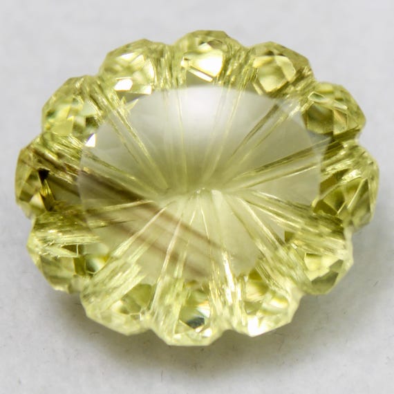 Natural Faceted Lemon Quartz Carving Gemstone: 27.35 Carat ( 21x18x11 mm Size )
