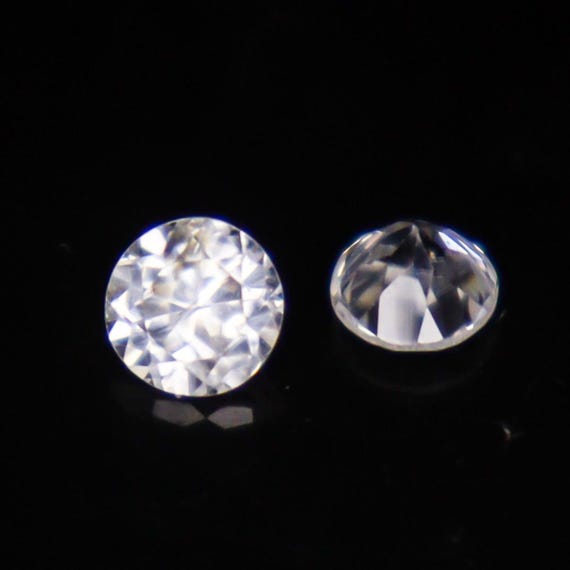 Faceted White Zircon Pair: 1.45 Carats, 5mm Round Gemstones