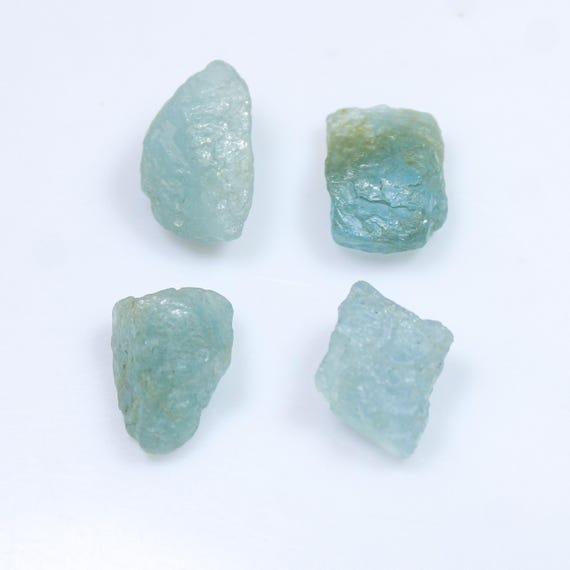 Aquamarine Raw 4 Pcs Lot, Natural Blue Aquamarine Rough Gemstone Raw , 12mm To 19mm , 40.00 Carats Aquamarine Loose Stone