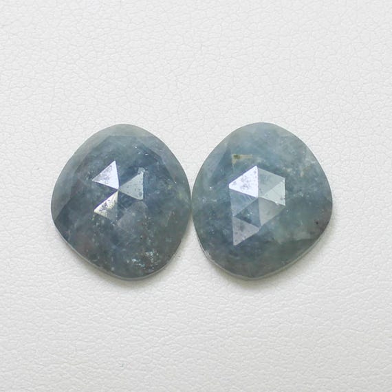 Natural Rose Cut Blue Sapphire Pair: Fancy Shape Gemstones, 13.50 Carats