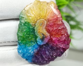 Rainbow Solar Quartz Cabochon: Natural Gemstone Slice (43x36x7 MM, 87Ct)