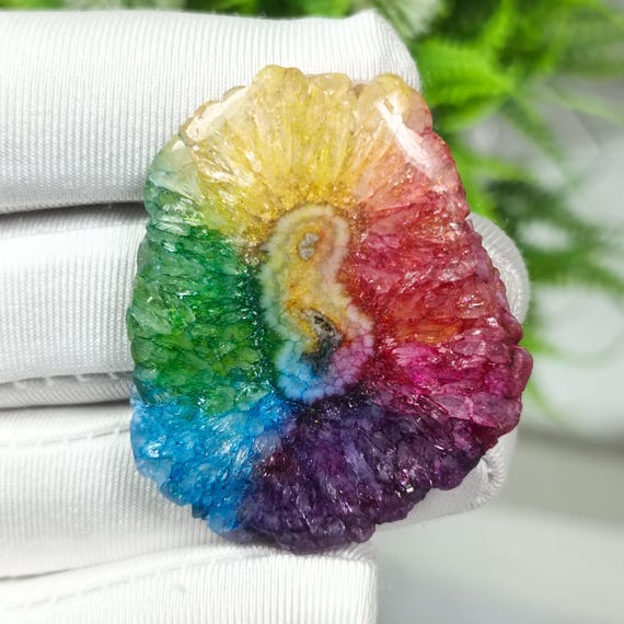 Rainbow Solar Quartz Cabochon: Natural Gemstone Slice (43x36x7 MM, 87Ct)