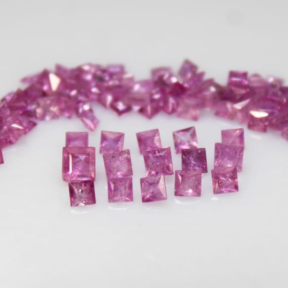 Faceted Pink Sapphire Square Gemstone: 2mm, 3mm, 4mm - Jewelry Making