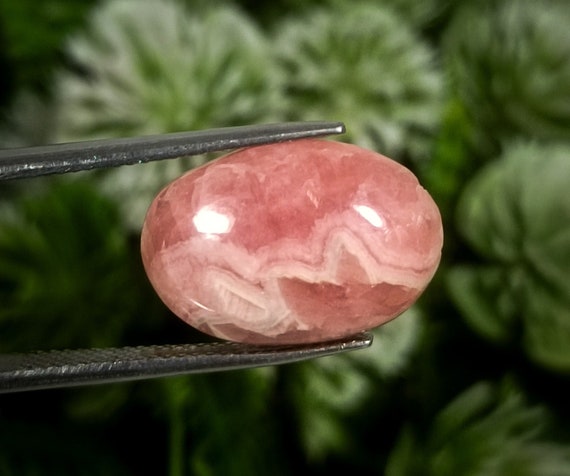 Natural Pink Rhodochrosite Cabochon: 10.25 ct Oval Gemstone (16x11x5 MM)