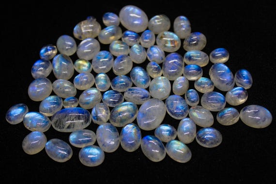 Natural Rainbow Moonstone Oval Cabochon: Loose Gemstone ForJewelry Making