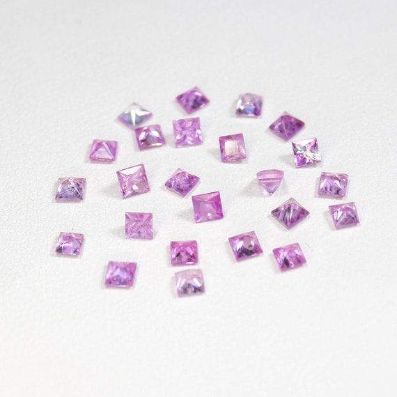 Faceted Pink Sapphire Lot: Square Gemstones for Jewelry Making