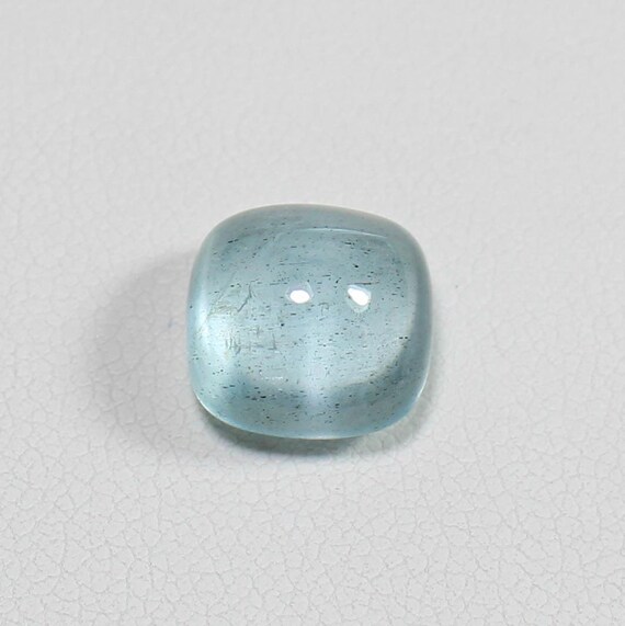 Natural Blue Aquamarine Cabochon: 5.70 Ct Cushion Cut Gemstone (10x10x7 MM)