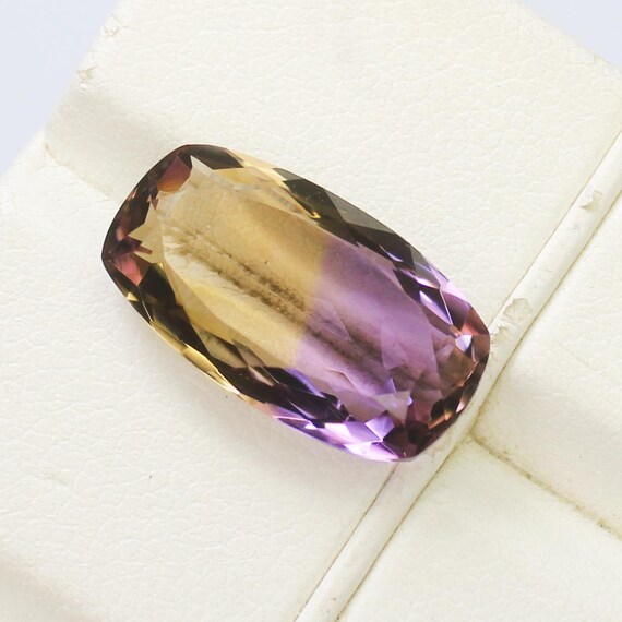 Natural Bio Ametrine Gemstone: 5.60 Carat Cushion, 16x9x5 mm