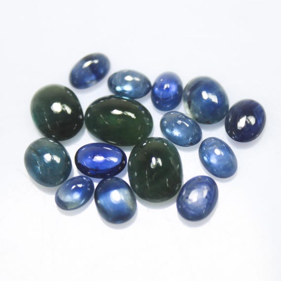 Natural Blue Sapphire Cabochon: Oval Gemstone for Jewelry Making (5x4mm, 6x4mm, 7x5mm, 14x7mm
