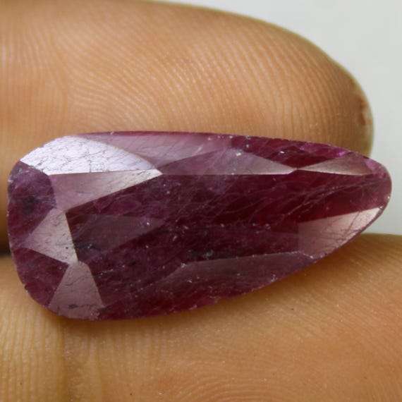 Faceted Ruby Rose Cut Gemstone: 22x11x2 mm Pink Jewelry Making Stone