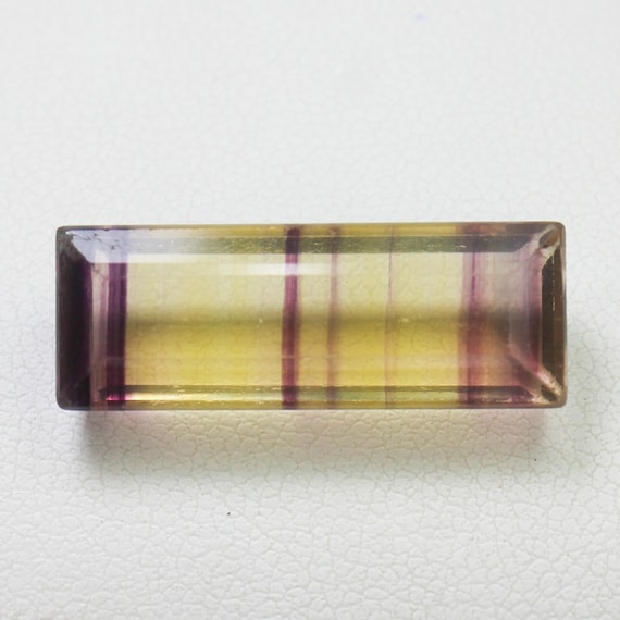 Natural Faceted Multi Colour Fluorite Gemstone : Baguette Shape, 15.00 Carat (23x8x7 MM)