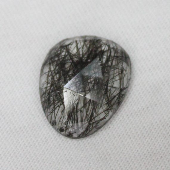 Black Rutile Quartz Rosecut Gemstone: 6.75 Carat Faceted Fancy Stone