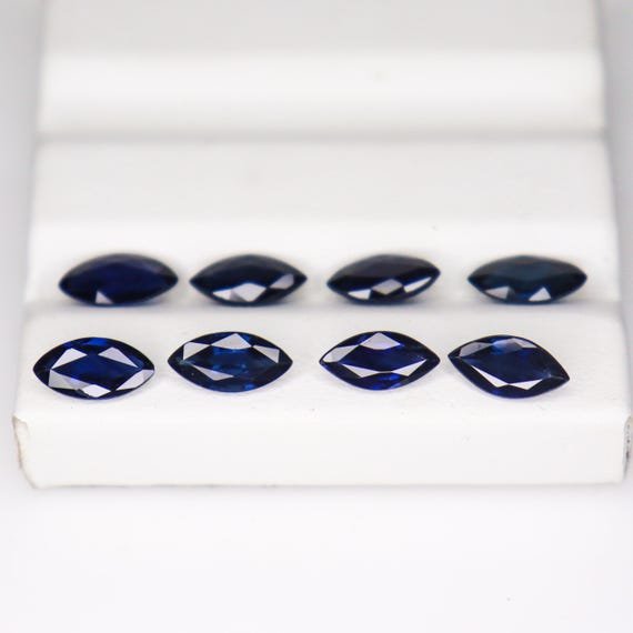 Faceted Marquise Blue Sapphire: Natural Gemstone for Jewelry Making