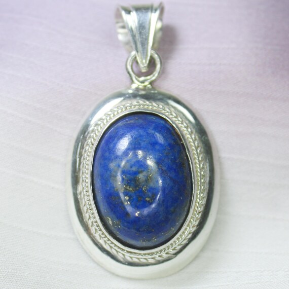 Natural Blue Lapis Sterling Silver Pendant Necklace - December Birthstone