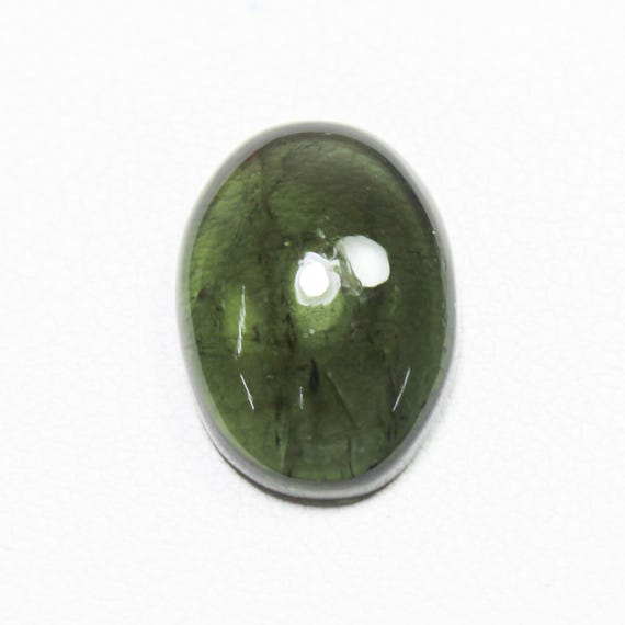 Green Tourmaline Cabochon: 8.50 Carat Oval Gemstone